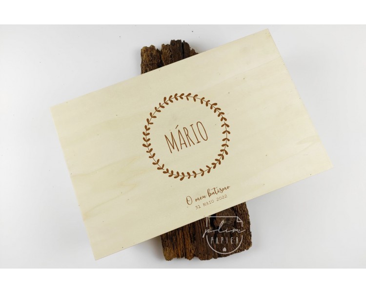 Caixa Batismo - cor natural ou branco - coroa