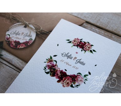 Convite Floral com envelope kraft