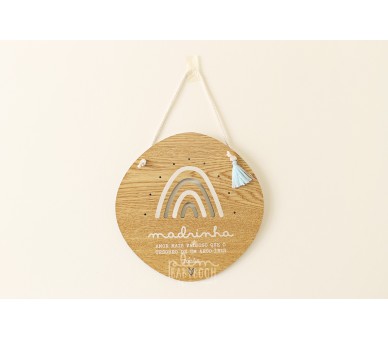 Placa arco-íris madrinha convite 