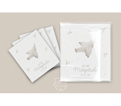 Sugestão de embalagem para lembranças- iman, porta-chaves,... Embalagem transparente com papel personalizado