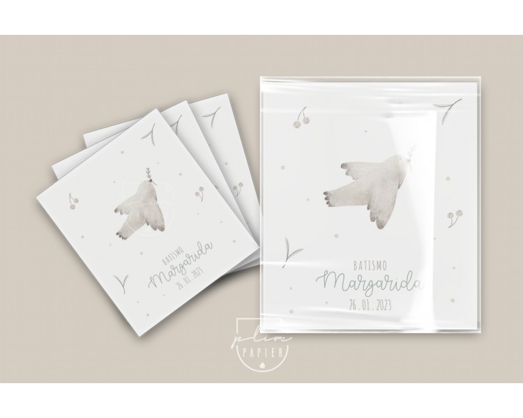 Sugestão de embalagem para lembranças- iman, porta-chaves,... Embalagem transparente com papel personalizado
