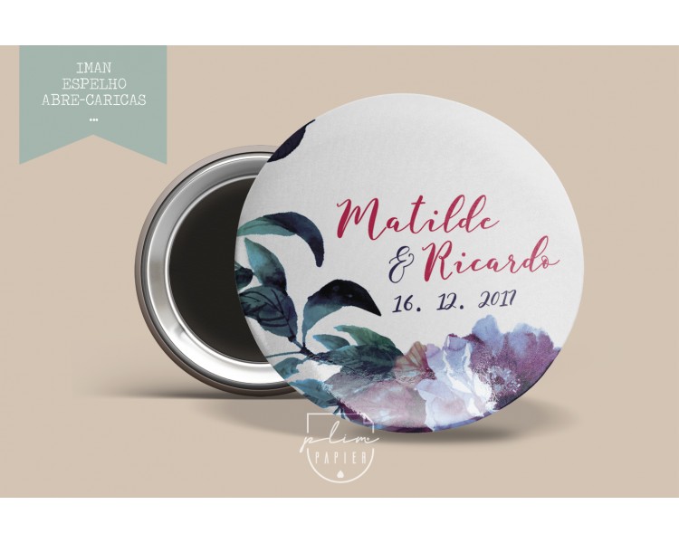 lEMBRANÇA DE CASAMENTO - IMAN TEMA FLORAL