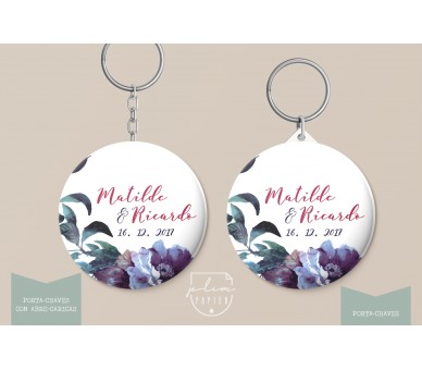 lembrança para casamento - tema floral - porta-chaves / abre-caricas