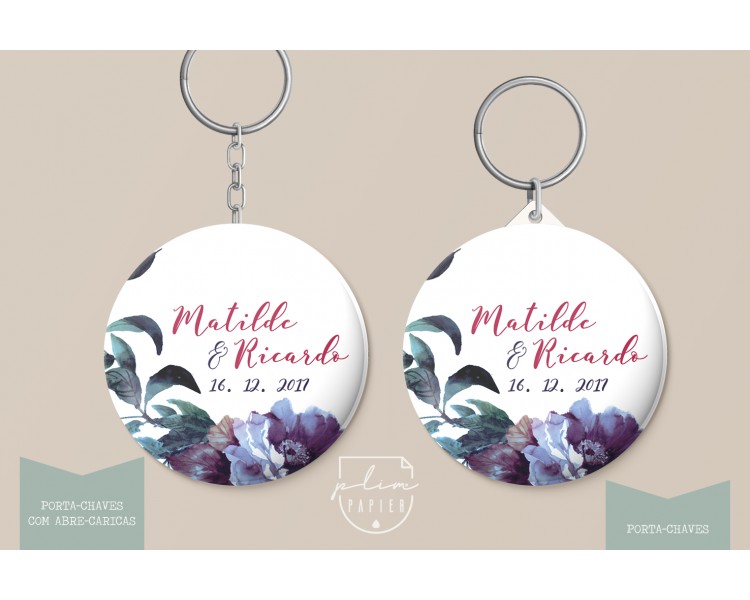 lembrança para casamento - tema floral - porta-chaves / abre-caricas
