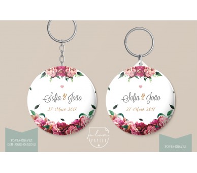 lembrança para casamento - tema floral - porta-chaves / abre-caricas