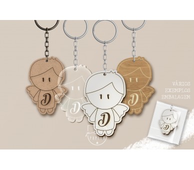 porta-chaves anjo PERSONALIZADO COM INICIAL batismo comunhão 