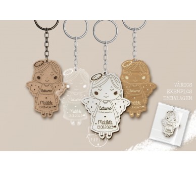 Porta-chaves anjo personalizado com nome batismo comunhão 