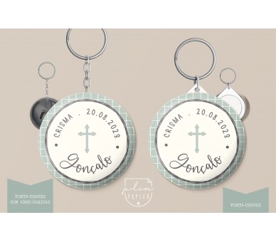 lembrança para batismo, comunhão, aniversário - porta-chaves com impressão de fotografia - tema nuvens, estrela riscas