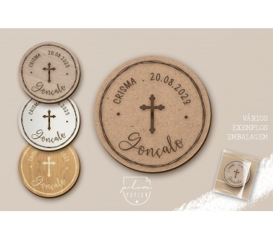 iman temática religiosa - cruz - Lembrança de batizado, comunhão, aniversário, crisma...