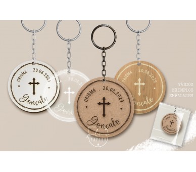 Porta-chaves temática religiosa - cruz - lembrança de batismo, comunhão, aniversário