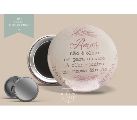 LEMBRANÇA DE CASAMENTO, fundo aguarela + frase - IMAN TEMA FLORAL com frase
