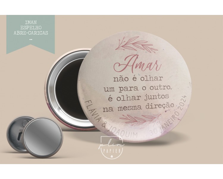 LEMBRANÇA DE CASAMENTO, fundo aguarela + frase - IMAN TEMA FLORAL com frase