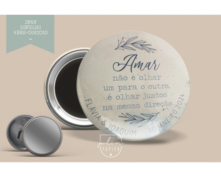 LEMBRANÇA DE CASAMENTO, fundo aguarela + frase - IMAN TEMA FLORAL com frase