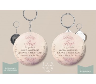 Porta-chaves com oração anjo da guarda, comunhão, aniversário - porta-chaves com impressão de fotografia - tema nuvens, estrela 