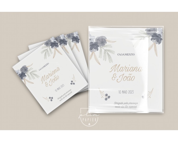 Sugestão de embalagem para lembranças- iman, porta-chaves,... Embalagem transparente com papel personalizado