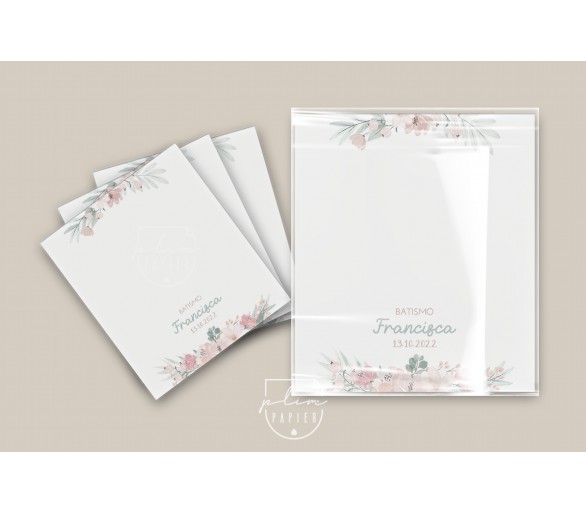 Embalagem transparente com papel impresso - Dulce - Ilustração floral