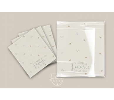 Sugestão de embalagem para lembranças- iman, porta-chaves,... Embalagem transparente com papel personalizado