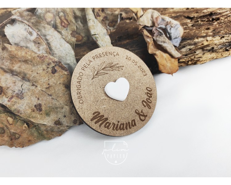 iman com moldura em gesso perfumado - Lembrança de casamento