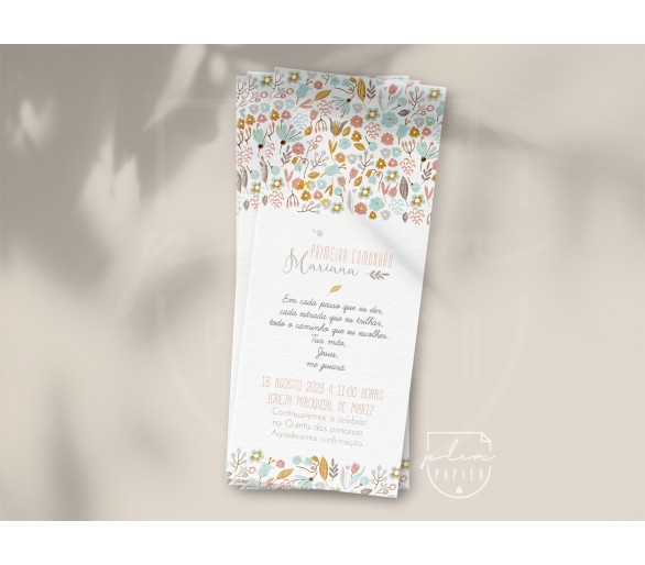 Convite marcador Aurora - temática floral