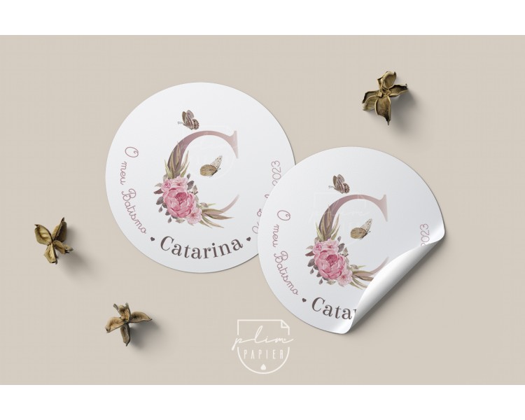 ETIQUETA AUTOCOLANTE MONOGRAMA FLORAL